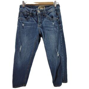 Democracy Jean Capris Women's 4 Blue Distressed Stretch Denim